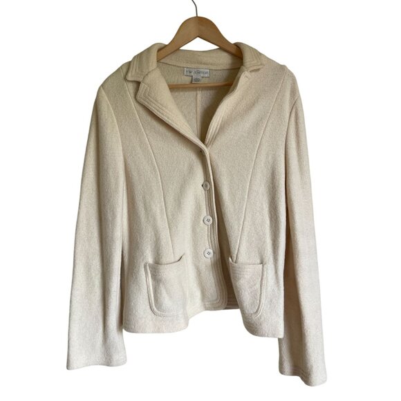 Petite Sophisticate Vintage 100% Wool Cream Ivory Button Front Collared Cardigan - Picture 1 of 11